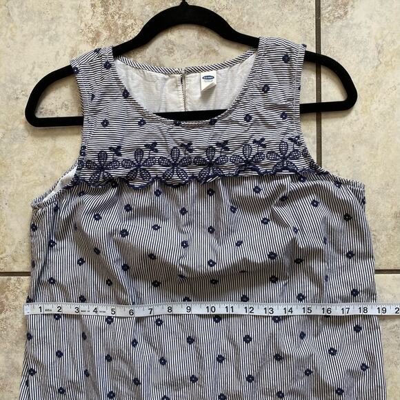 Old Navy Floral Embroidered Eyelet Scalloped Hem Striped Short Dress Medium - Picture 5 of 12